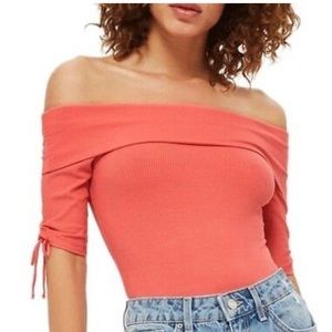 Topshop Bardot Tie Detail Bodysuit